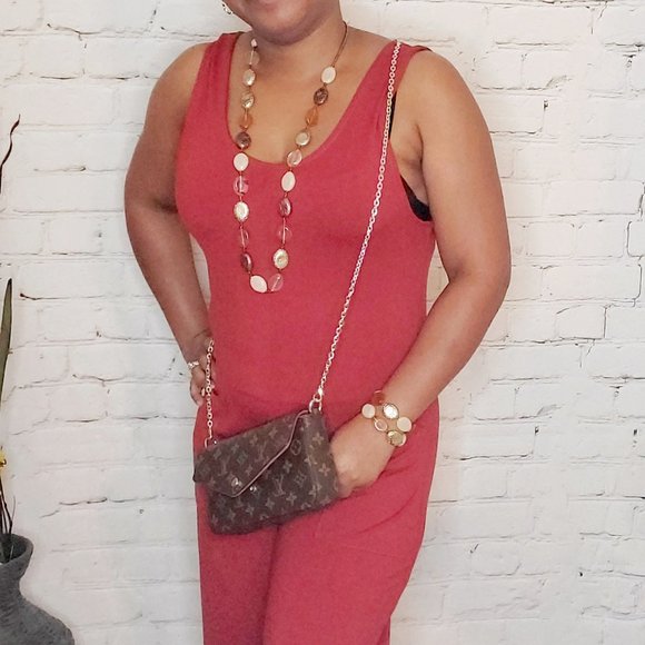 NWT Burnt Orange or black Wide Leg Jumpsuit - Picture 2 of 4